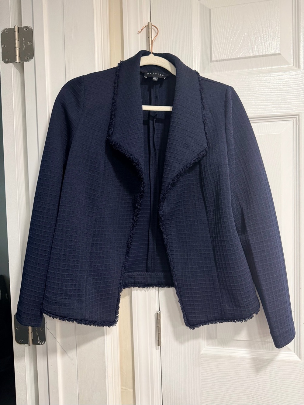 Petite Navy Textured Open-Front Jacket